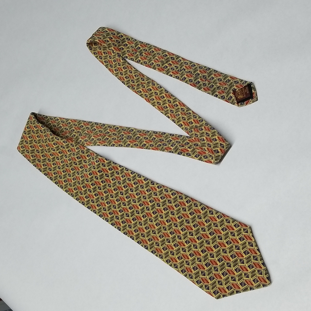 Men's Tie Park Lane for Golden Farley Tan with Red, Blue, Gray 58"